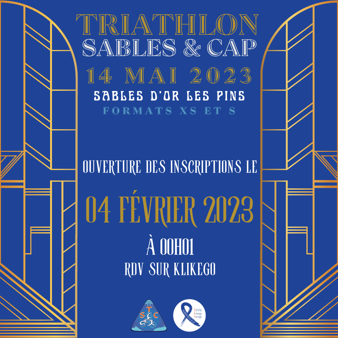 2ème édition du Triathlon Sables et Cap 14 mai 2023, ouverture des inscriptions le 04 février 2023